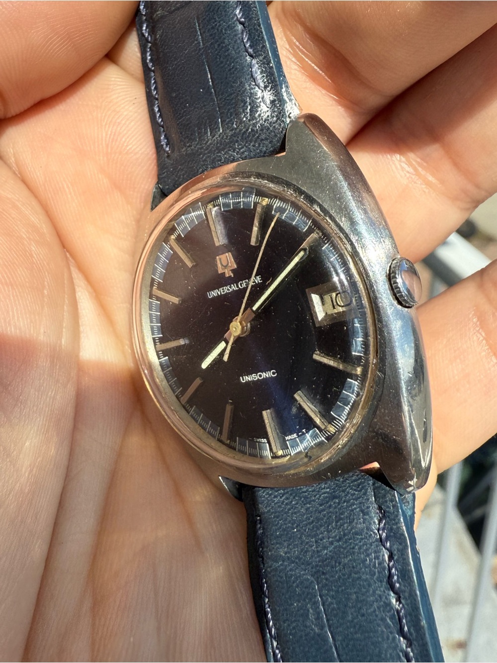 1960’s Universal Genève Unisonic Réf : 852101 Blue Dial For parts or Repair - Picture 4 of 11